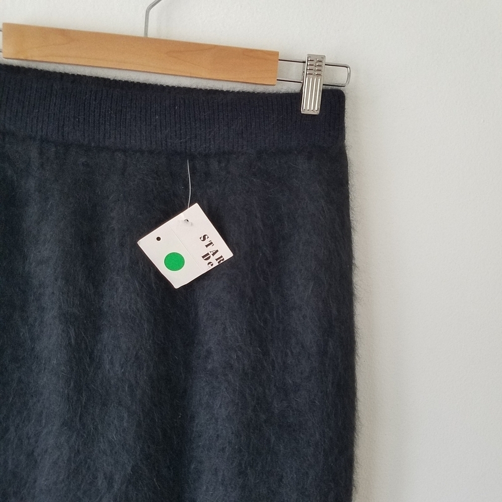 Vintage Starlight Design Angora Blend Black Fuzzy Eyelash Lined Pencil Skirt - Picture 8 of 10
